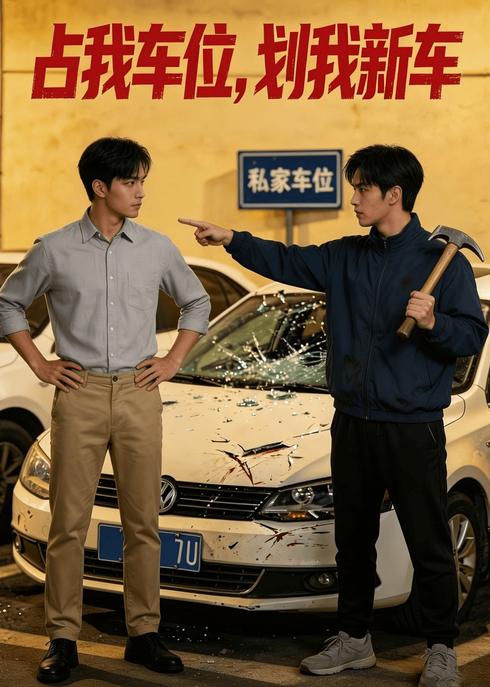 占我车位，划我新车海报